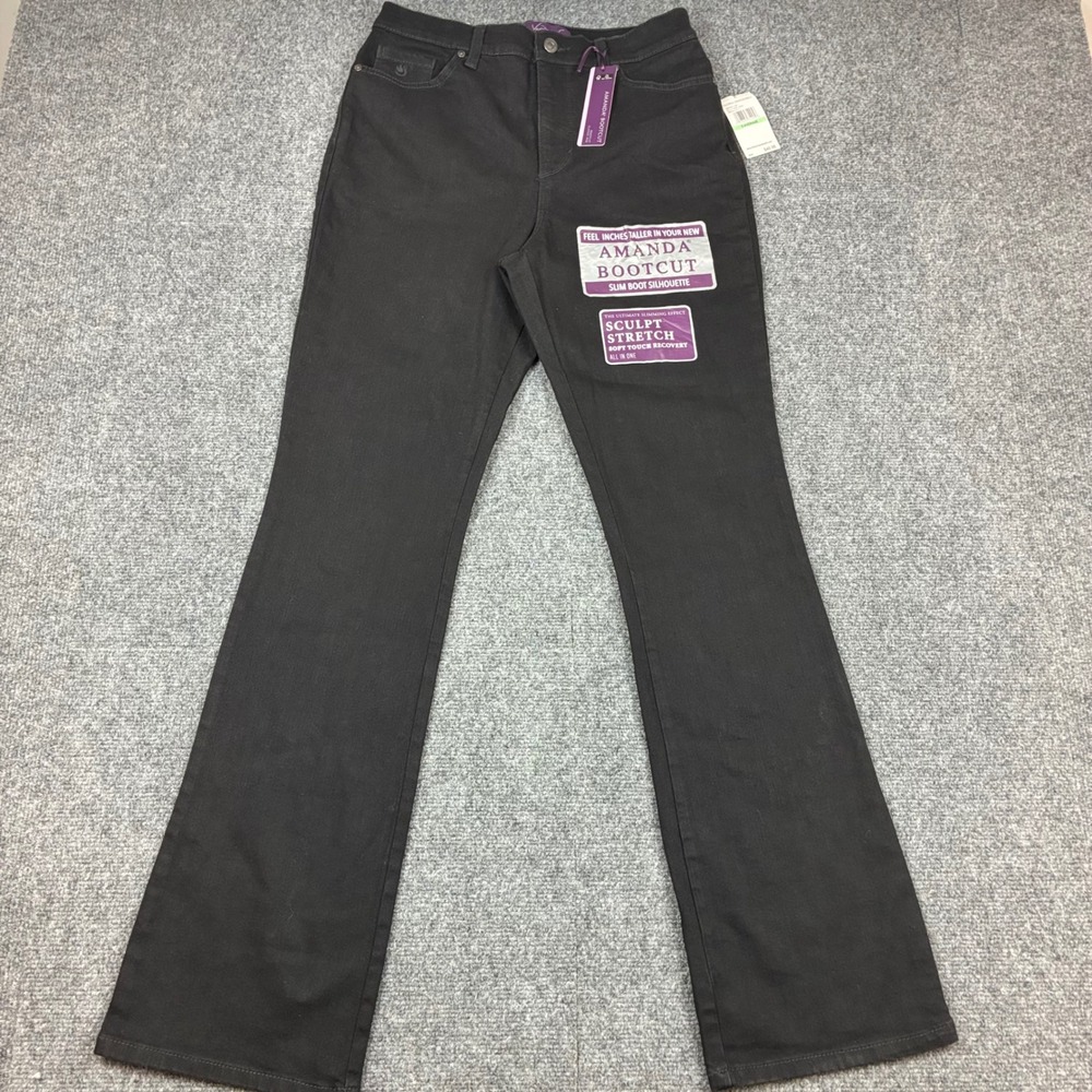 Gloria Vanderbilt Amanda Bootcut Jeans Black Rinse Sculpt Stretch Size 8 NEW